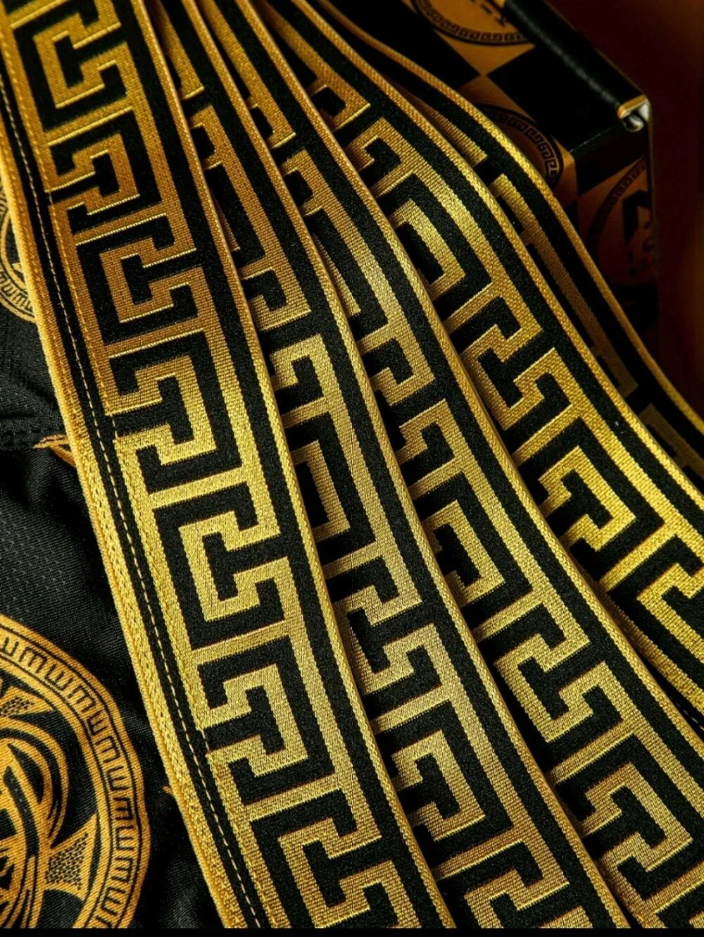 Men's Black & Gold Patterned Stretch Boxer Briefs -  5PACK